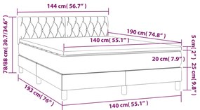 vidaXL Κρεβάτι Boxspring με Στρώμα Ανοιχτό Γκρι 140x190 εκ. Υφασμάτινο