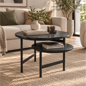 ΤΡΑΠΕΖΆΚΙΑ ΣΑΛΟΝΙΟΎ PTMD SIDETABLE WAZE MARBLETABLETOP BLACK 60 CM B-K