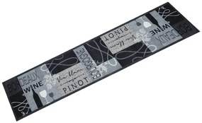 vidaXL Χαλί Κουζίνας Πλενόμενο Γκρι Επιγραφή Wine 60x300 εκ. Βελούδο