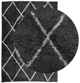 vidaXL Χαλί Shaggy με Ψηλό Πέλος Μοντέρνο Μαύρο και Κρεμ 140 x200 εκ.