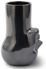 Βάζο Upside-Down Long Neck 240-205-090 22,5x15x32,5cm Black Μέταλλο, Κεραμικό