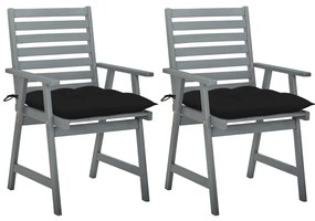 vidaXL Καρέκλες Εξ. Χώρου 2 τεμ. Μασίφ Ξύλο Ακακίας με Μαξιλάρια