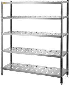 VEVOR Storage Shelf, 5-Tier Storage Shelving Unit, Stainless Steel Garage Shelf, 59.1 x 17.7 x 70.9 inch Heavy Duty Storage Shelving, 661 Lbs Total Capacity with Adjustable Height and Vent Holes