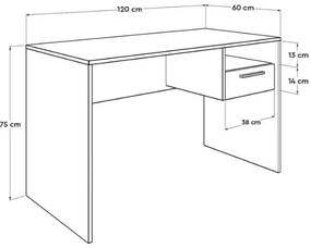 Γραφείο εργασίας Concept Megapap χρώμα ανθρακί 120x60x75εκ.