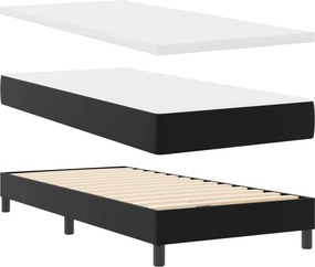 vidaXL Κρεβάτι με ελατήρια με στρώμα Μαύρο 100 x 200 cm Τεχνητό δέρμα