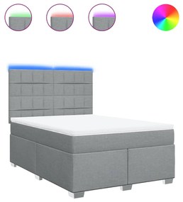 vidaXL Κρεβάτι Boxspring με Στρώμα Ανοιχτό Γκρι 140x190 εκ. Υφασμάτινο