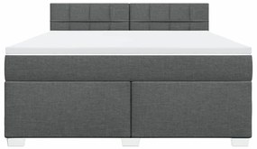 vidaXL Κρεβάτι Boxspring με Στρώμα Σκούρο Γκρι 180x200 εκ Υφασμάτιν
