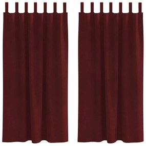 vidaXL Κουρτίνες με κουρτίνες 2 pcs Μπορντό 140 x 175 cm Βελούδο