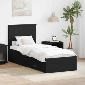vidaXL Σκελετός Κρεβατιού Μαύρο 75 x 190 cm Επεξεργασμένο Ξύλο