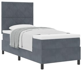 vidaXL κρεβάτι Box Spring με στρώμα  Γκρι 90x200 εκ Βελούδινο