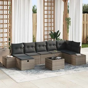 vidaXL Σετ Καναπέ Κήπου 8 pcs Γκρι 55 x 62 x 69 εκ Πολυ ράταν