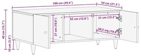 Τραπεζάκι Σαλονιού 100 x 54 x 40 εκ. από Μασίφ Ξύλο Μάνγκο - Καφέ