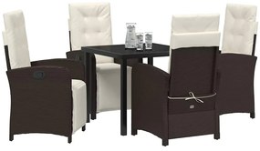 vidaXL Σέτ φαγητού για κήπο 5 pcs Καφέ συνθετικό ρατάν