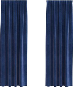 vidaXL Κουρτίνες 2 τμχ. Σκούρο Μπλε 140 x 260 cm Βελούδο