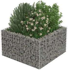vidaXL Συρματοκιβώτιο-Γλάστρα Υπερυψωμένη 90x90x50 εκ. Γαλβ. Χάλυβας