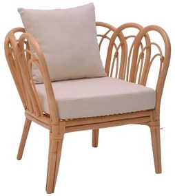 Καρέκλα - Πολυθρόνα Tania φυσικό rattan-λευκό μαξιλάρι 76x76x76 εκ. 76x76x76 εκ.