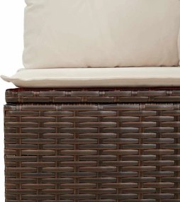vidaXL Καναπές Κήπου Καφέ και Κρέμα Λευκό συνθετικό ρατάν