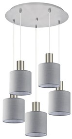 SE21-NM-4-5NM-SH2 ADEPT TUBE Nickel Matt Pendant Grey Fabric Shade+ HOMELIGHTING 77-8426