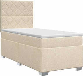 vidaXL Κρεβάτι box spring με στρώμα Κρεμ 90 x 190 cm Ύφασμα