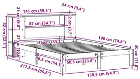 ΚΡΕΒΑΤΙ ΒΙΒΛΙΟΘΗΚΗ ΧΩΡΙΣ ΣΤΡΩΜΑ ΛΕΥΚΟ 135X190 ΕΚ ΜΑΣΙΦ ΠΕΥΚΟ 3322510