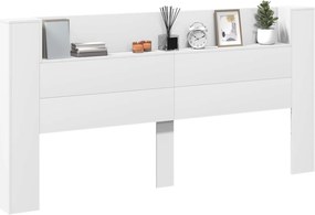 vidaXL Κεφαλάρι με ράφι Λευκό 200 x 16,5 x 103,5 cm Επεξεργασμένο ξύλο