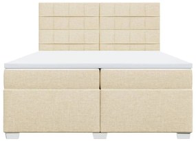 Κρεβάτι Boxspring με Στρώμα Κρεμ 200x200 εκ. Υφασμάτινο - Κρεμ