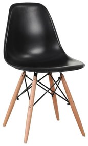 ART Wood Καρέκλα Τραπεζαρίας - Κουζίνας, Πόδια Οξιά, Κάθισμα PP Μαύρο - 1 Step K/D  46x52x82cm [-Φυσικό/Μαύρο-] [-Ξύλο/PP - PC - ABS-] ΕΜ123,2W