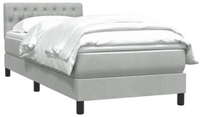 vidaXL Κρεβάτι Boxspring με Στρώμα Ανοιχτό Γκρι 80x210 εκ. Βελούδινο