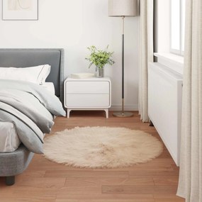 vidaXL Χαλί από τεχνητό πρόβειο δέρμα TAFALLA Μπεζ Ø 120 cm