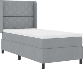 vidaXL LED Κρεβάτι με βάθρο Ανοιχτό γκρι 100 x 200 cm ύφασμα