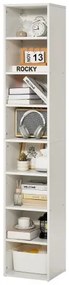 VEVOR 8 Tiers Narrow Bookshelf 71&quot; Wooden Open Bookcase Adjustable Shelf White