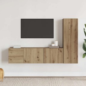 vidaXL 3 τεμαχίων σετ επίτοιχου ντουλαπιού τηλεόρασης
