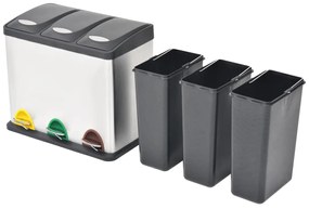 vidaXL Κάδος Απορριμμάτων/Ανακύκλωσης Διπλός 24 Λίτρα Ανοξείδ. Ατσάλι