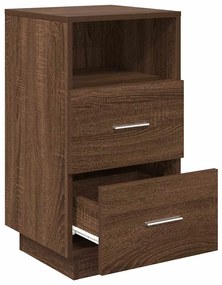 Κομοδίνα 2 τμχ με 2 συρτάρια Καφέ Δρυς 36x36x68 εκ. - Καφέ