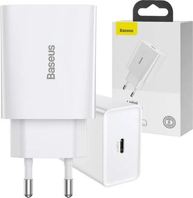 Ładowarka sieciowa Baseus Speed Mini Quick Charger, USB-C, PD, 3A, 20W (biała)