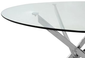 Τραπεζαρία Steve pakoworld σετ 5τμχ διάφανο γυαλί-κάθισμα λευκό pu Φ120x74,5εκ - Γυαλί - 200-000133