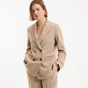 Μακρύ σακάκι σε φαρδιά γραμμή, από λινό και βαμβάκι