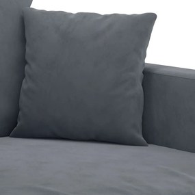 Καναπές Τριθέσιος Σκούρο γκρι 180 εκ. Βελούδινος - Γκρι