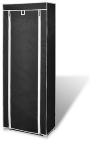 Υφασμάτινη παπουτσοθήκη με κάλυμμα 57 x 29 x 162 cm Μαύρο