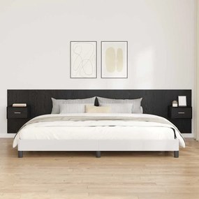 vidaXL Κεφαλή κρεβατιού με κομοδίνο 3 pcs Μαύρη Οξυά