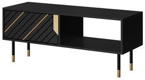 Τραπεζάκι σαλονιού Charlotte P102, Χρυσό, Μαύρο, 46x60x110cm, 25 kg, Πλαστικοποιημένη μοριοσανίδα, Γωνιακό | Epipla1.gr