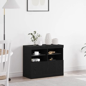 vidaXL Sideboard με LED Φωτισμό Μαύρος Δρυός 81x37x67 εκ.