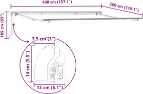 vidaXL Αναδιπλούμενη τέντα Μπεζ 400 x 300 εκ Πολυεστέρας και Αλουμίνιο