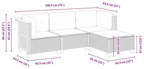 Σετ Καναπέ Κήπου 4 τεμ. Μπεζ Συνθετικό Ρατάν με Μαξιλάρια - Μπεζ