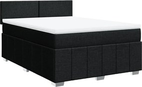 vidaXL Κρεβάτι Boxspring με Στρώμα Μαύρο 140x200 εκ. Υφασμάτινο