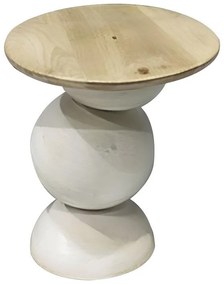 Side table Sedra Inart white wash-natural solid mango wood D38x44cm 38x38x44 εκ.