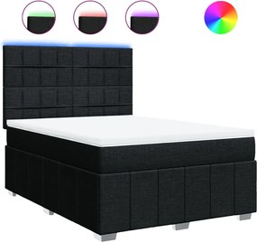 vidaXL Κρεβάτι Boxspring με Στρώμα Μαύρο 160x200 εκ. Υφασμάτινο