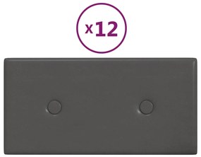 vidaXL Πάνελ Τοίχου 12 τεμ. Γκρι 30 x 15 εκ. 0,54 μ² Συνθετικό Δέρμα