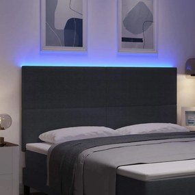 vidaXL LED κεφαλάρι Σκούρο Γκρι Υφασμάτινο Κορντουρά