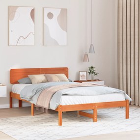 vidaXL Κρεβάτι πλατφόρμα με κεφαλάρι Καφέ 120x200 εκ Μασίφ ξύλο πεύκου
